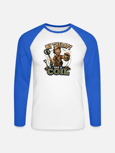 Sondengänger Sondler sondeln THERAPY-HAS-COIL - Unisex Baseballshirt langarm - Weiß/Royalblau