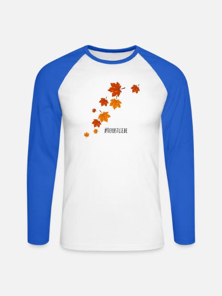 Herbstliche Laubspirale - Unisex Baseballshirt langarm - Weiß/Royalblau