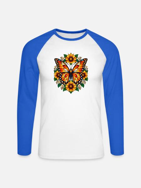 Schmetterlinge Schöner Schmetterling - Unisex Baseballshirt langarm - Weiß/Royalblau