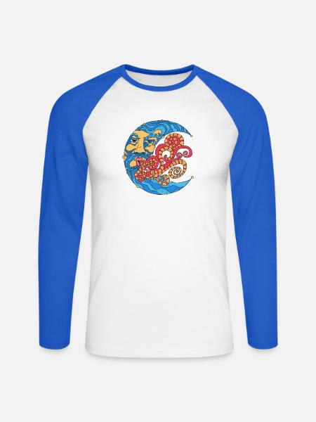 Windblower - Unisex Baseballshirt langarm - Weiß/Royalblau