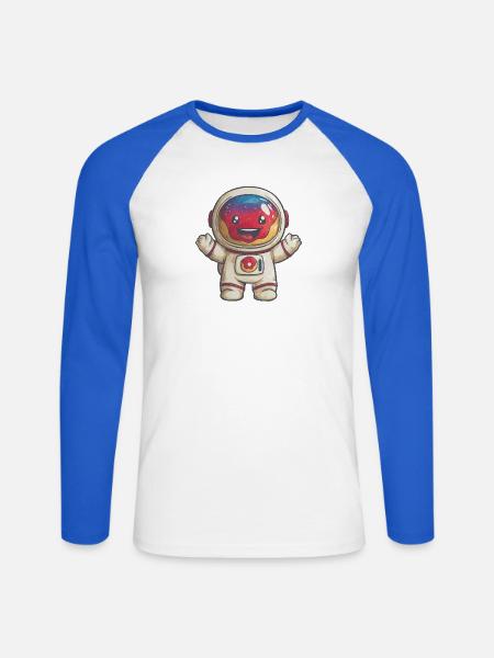 Kosmos Spaß Astronaut - Unisex Baseballshirt langarm - Weiß/Royalblau