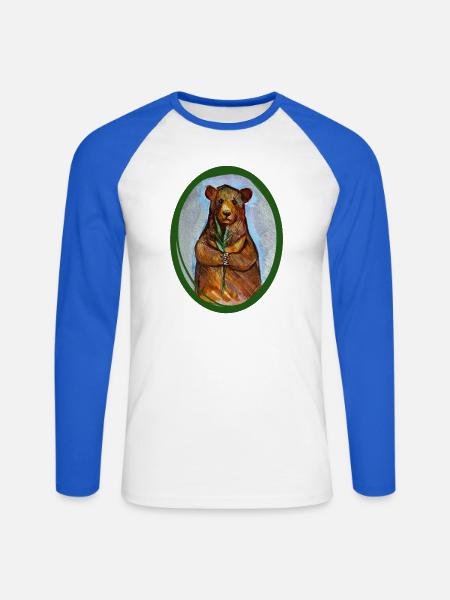 Bear mit Bambus-Wunsch - Unisex Baseballshirt langarm - Weiß/Royalblau