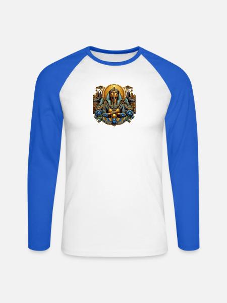 Ägyptischer Pharao - Unisex Baseballshirt langarm - Weiß/Royalblau