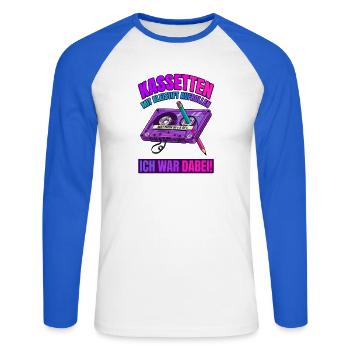 Kassetten Mit Bleistift Aufrollen Ich War Dabei - Unisex Baseballshirt langarm - Weiß/Royalblau - Vorne - Nik (191cm)