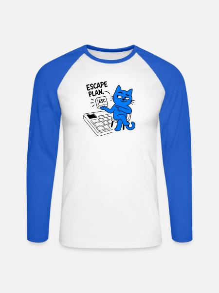 AUSBRUCHSPLAN | Humor Büro-Computing - Unisex Baseballshirt langarm - Weiß/Royalblau