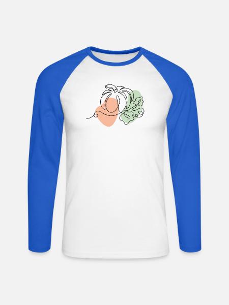 Abstrakte Linienformen mit Farbklecksen - Unisex Baseballshirt langarm - Weiß/Royalblau