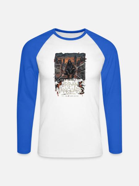 Urban Vanguard Berlin Graffiti Stil - Unisex Baseballshirt langarm - Weiß/Royalblau