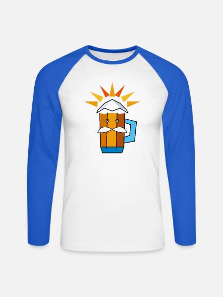 Happy BEER - Unisex Baseballshirt langarm - Weiß/Royalblau