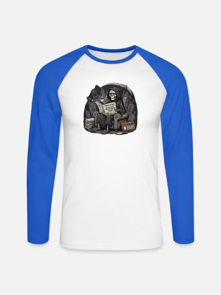 Sensenmann Sessel - Unisex Baseballshirt langarm - Weiß/Royalblau