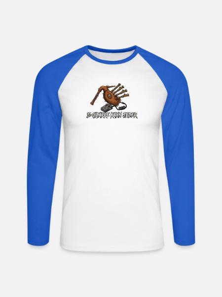 E-Gitarre Kann Jeder - Unisex Baseballshirt langarm - Weiß/Royalblau