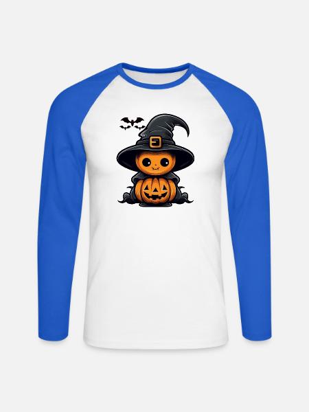 Süßer Hexenkürbis - Unisex Baseballshirt langarm - Weiß/Royalblau
