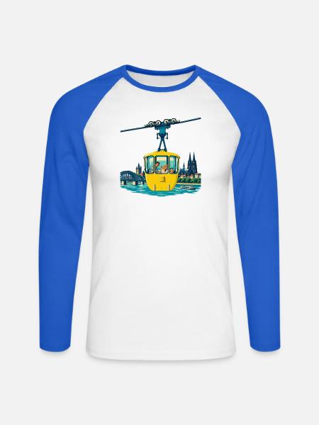 Kölner Seilbahn Retro - Unisex Baseballshirt langarm - Weiß/Royalblau
