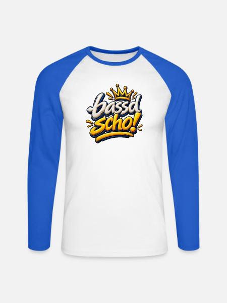 Bassd Scho Graffiti Krone Design - Unisex Baseballshirt langarm - Weiß/Royalblau
