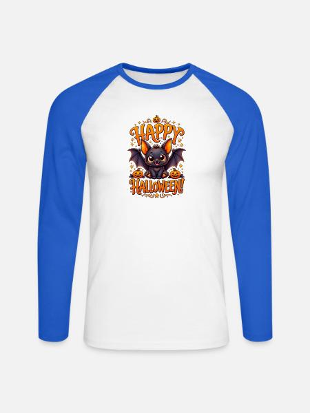 Kuschelige Halloween Fledermaus - Unisex Baseballshirt langarm - Weiß/Royalblau
