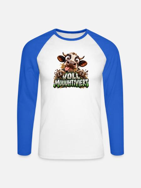 Voll Muuhhtviert Kuh Cartoon - Unisex Baseballshirt langarm - Weiß/Royalblau