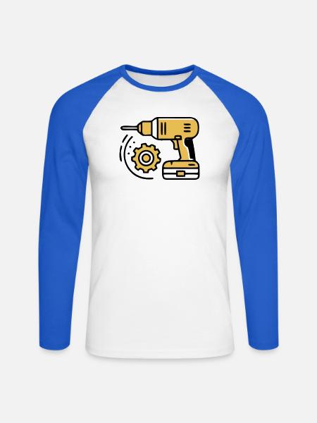 Akkuschrauber Werkzeug Icon - Unisex Baseballshirt langarm - Weiß/Royalblau