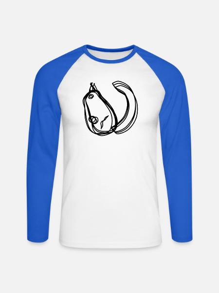 Eichhörnchen handgezeichnet - Unisex Baseballshirt langarm - Weiß/Royalblau