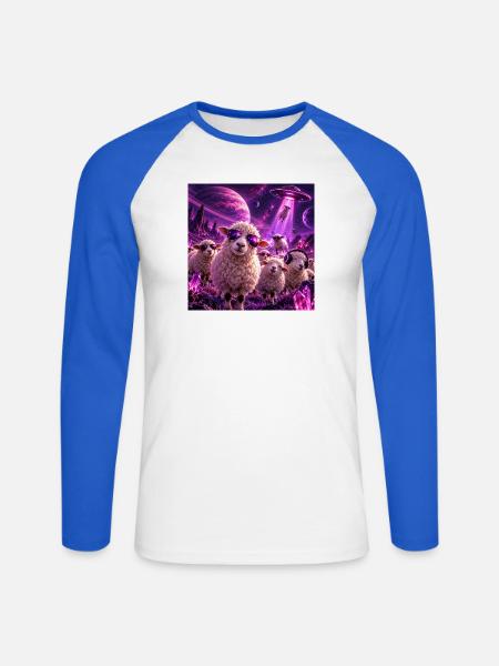 Spacesheep - Unisex Baseballshirt langarm - Weiß/Royalblau
