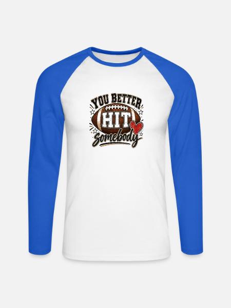 Gridiron Heart Hit - Unisex Baseballshirt langarm - Weiß/Royalblau