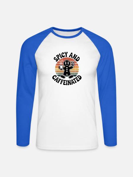 scharf und koffeinhaltig - Unisex Baseballshirt langarm - Weiß/Royalblau