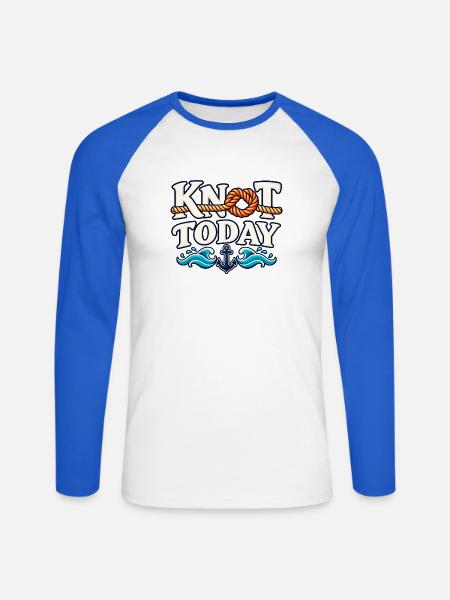 Knoten heute – Seltsames nautisches Segeldesign - Unisex Baseballshirt langarm - Weiß/Royalblau