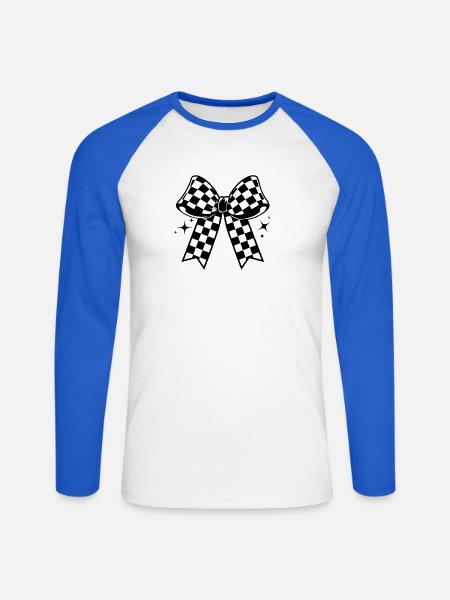 Kariertes Flaggenbogenemblem - Unisex Baseballshirt langarm - Weiß/Royalblau