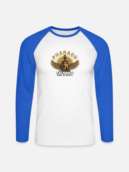 Pharaoh – King of Egypt - Unisex Baseballshirt langarm - Weiß/Royalblau