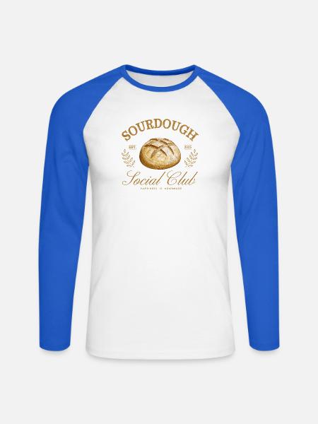 Sourdough Social Club – Sauerteig Design - Unisex Baseballshirt langarm - Weiß/Royalblau