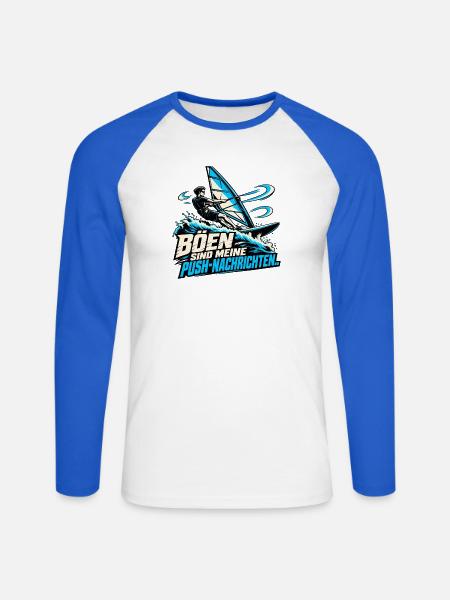 Wellenreiter Böen PushNachrichten - Unisex Baseballshirt langarm - Weiß/Royalblau