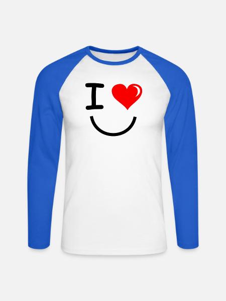 I Love Gesicht - Unisex Baseballshirt langarm - Weiß/Royalblau