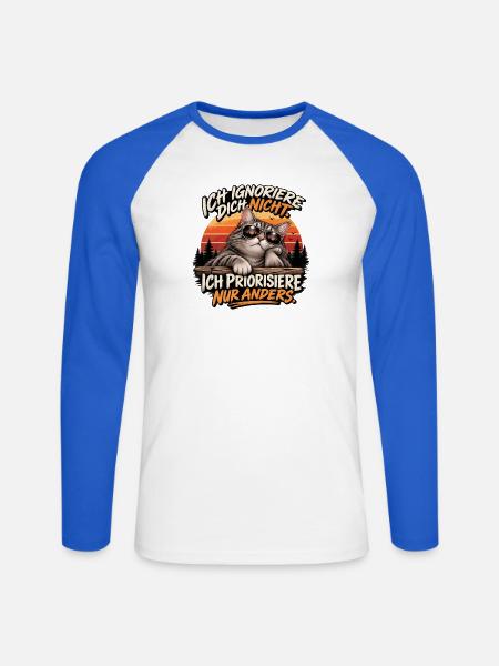 Ich ignoriere dich nicht - Unisex Baseballshirt langarm - Weiß/Royalblau