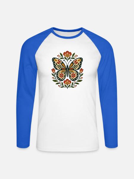 Schmetterlinge Schöner Schmetterling - Unisex Baseballshirt langarm - Weiß/Royalblau
