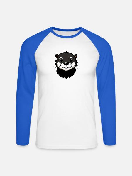 Süßer Otter - Unisex Baseballshirt langarm - Weiß/Royalblau