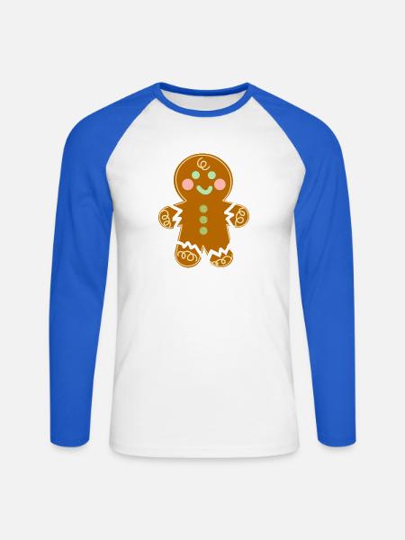 Kawaii lebkuchenmann - Unisex Baseballshirt langarm - Weiß/Royalblau