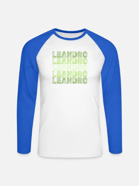 Vorname Leandro - Unisex Baseballshirt langarm - Weiß/Royalblau