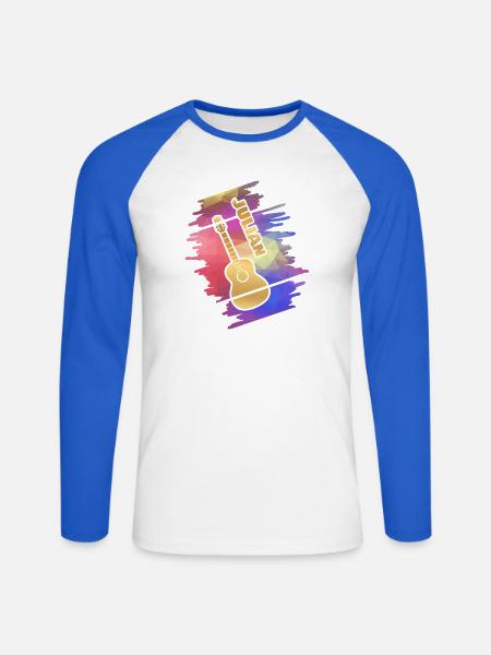 Gitarrenspielen Julian - Unisex Baseballshirt langarm - Weiß/Royalblau
