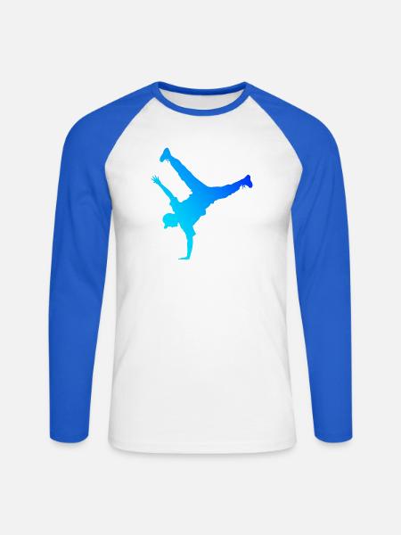 Geschenkidee für den Hip-Hop-Tänzer mit Breakdance - Unisex Baseballshirt langarm - Weiß/Royalblau