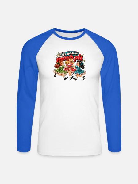 Let's start a mosh pit - Unisex Baseballshirt langarm - Weiß/Royalblau