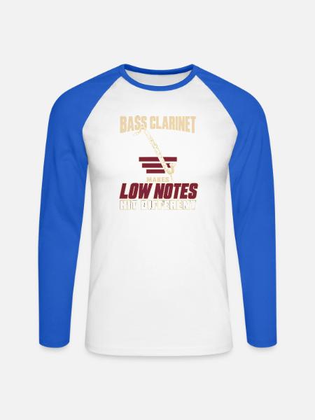 Klarinettist Bassklarinette Musiker Band Geschenk - Unisex Baseballshirt langarm - Weiß/Royalblau