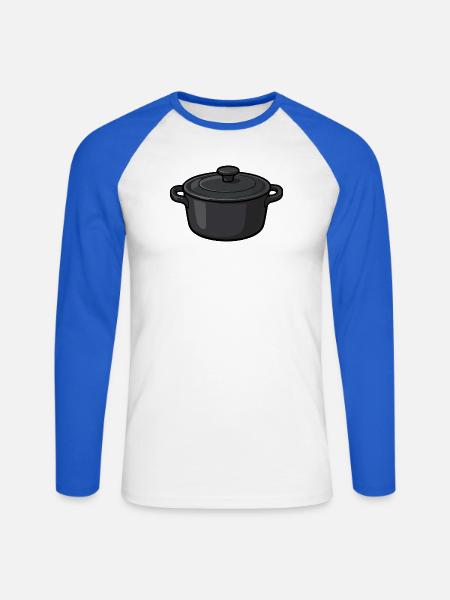 Dunkler Schmortopf Illustration - Unisex Baseballshirt langarm - Weiß/Royalblau