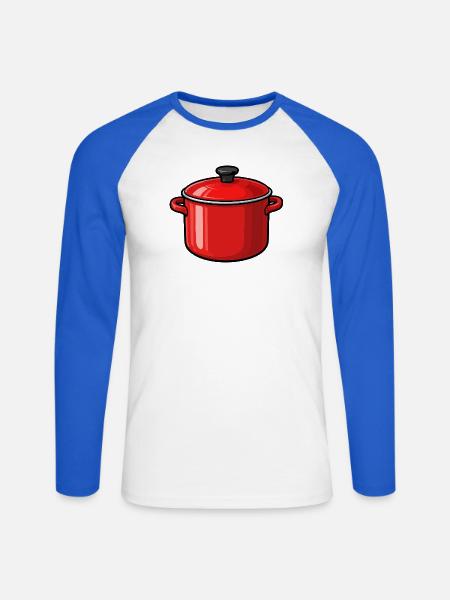 Roter Topf Cartoon Stil - Unisex Baseballshirt langarm - Weiß/Royalblau