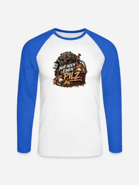 Nur noch einen Pilz - Unisex Baseballshirt langarm - Weiß/Royalblau