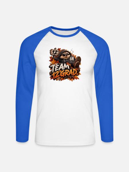 Team 12 Grad - Unisex Baseballshirt langarm - Weiß/Royalblau