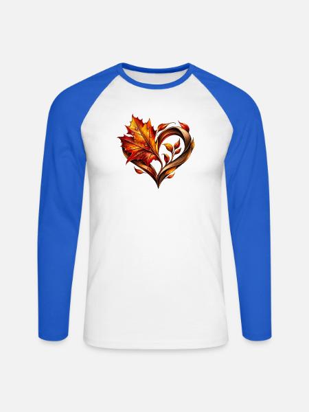 Herbstmensch - Unisex Baseballshirt langarm - Weiß/Royalblau