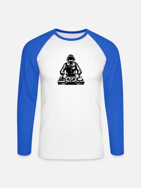 DJ Disc Jockey - Unisex Baseballshirt langarm - Weiß/Royalblau