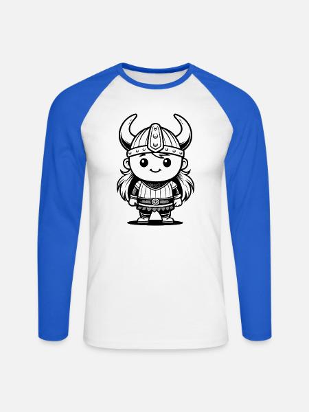 Niedlicher Wikinger - Unisex Baseballshirt langarm - Weiß/Royalblau