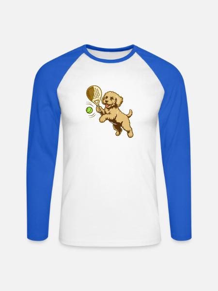 Tennishund: Energie und Spaß - Unisex Baseballshirt langarm - Weiß/Royalblau