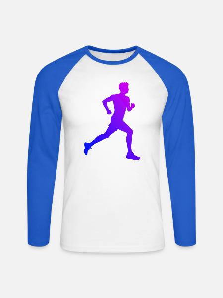 Geschenkidee für einen Running mit Running - Unisex Baseballshirt langarm - Weiß/Royalblau