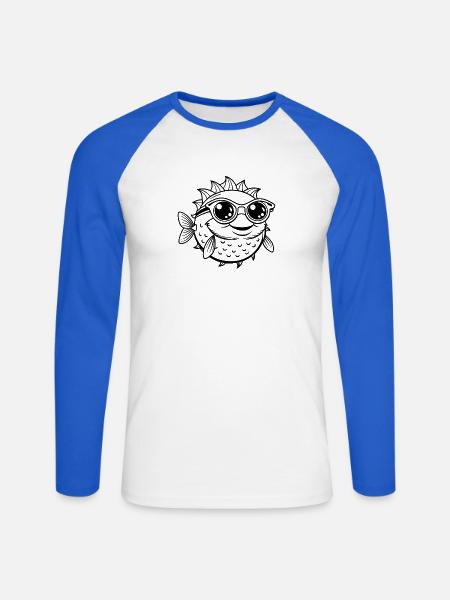 Puppenfisch - Unisex Baseballshirt langarm - Weiß/Royalblau