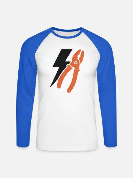 Elektriker Icon Emblem. – Motiv – Geschenkidee. - Unisex Baseballshirt langarm - Weiß/Royalblau